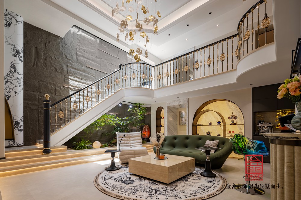 龍湖天奕450㎡輕法風(fēng)格裝修-會(huì)客廳